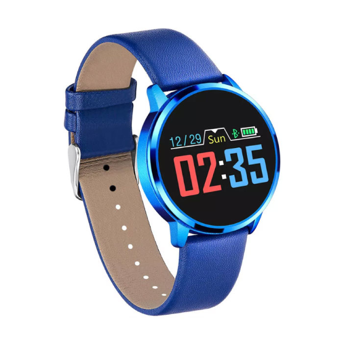 Oryginalny Q8 Smartband Fitness Sport Activity Tracker Smartwatch Smartwatch Zegarek OLED iOS Android iPhone Samsung Huawei Blue Leather