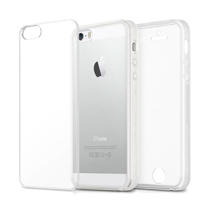 iPhone 5S Przezroczyste silikonowe etui 360 ° z TPU + folia ochronna na ekran z PET