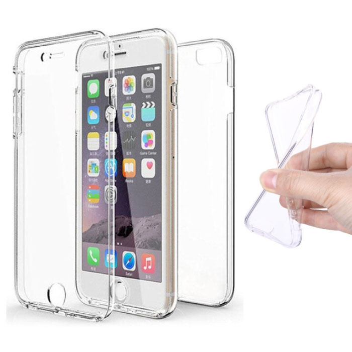 Custodia in silicone TPU trasparente a 360 ° per iPhone 6 Plus + protezione per schermo in PET