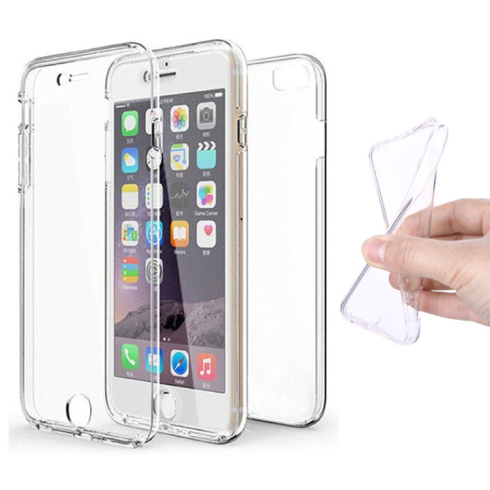 Funda de silicona TPU transparente 360 ° de cuerpo completo para iPhone 6 Plus + protector de pantalla PET