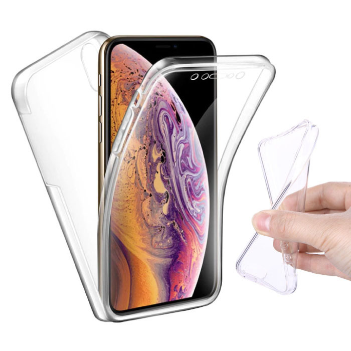 Funda de silicona TPU transparente 360 ° de cuerpo completo para iPhone X + protector de pantalla PET