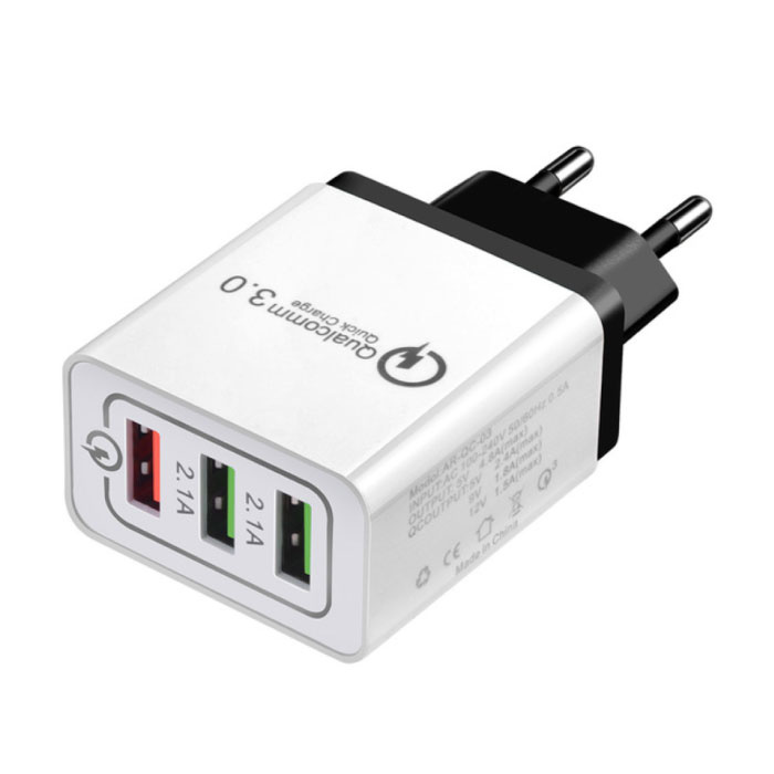 Qualcomm Quick Charge 3.0 Dreifacher (3x) USB-Anschluss iPhone / Android-Ladegerät Wallcharger Schwarz