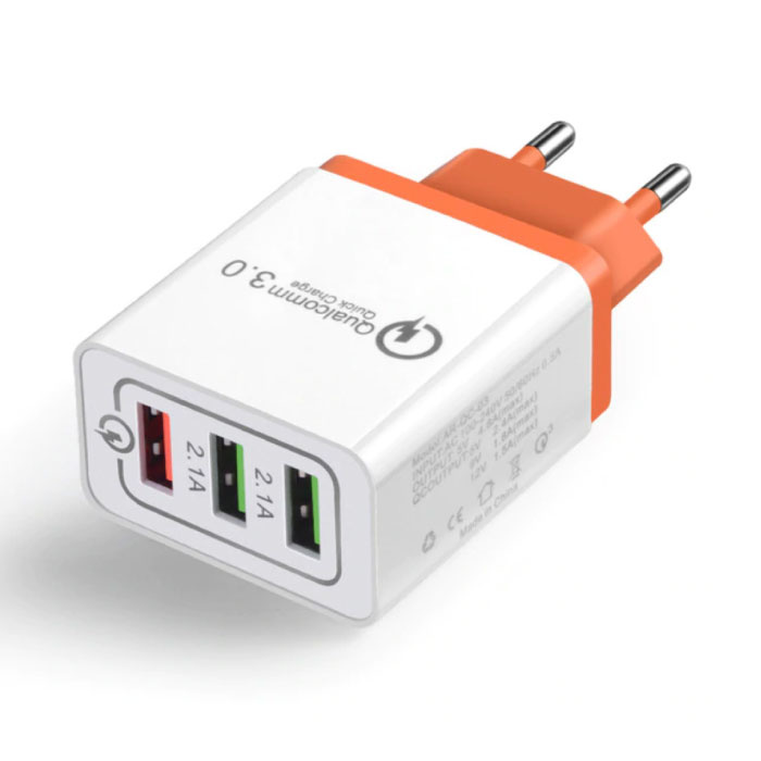 Qualcomm Quick Charge 3.0 Dreifacher (3x) USB-Anschluss iPhone / Android-Ladegerät Wallcharger Orange