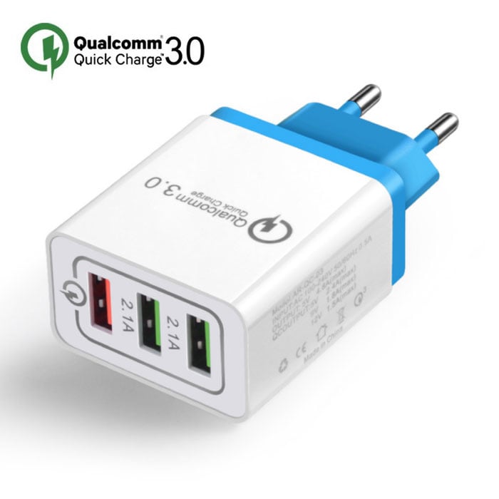 Qualcomm Quick Charge 3.0 Triple (3x) USB Port Plug Charger