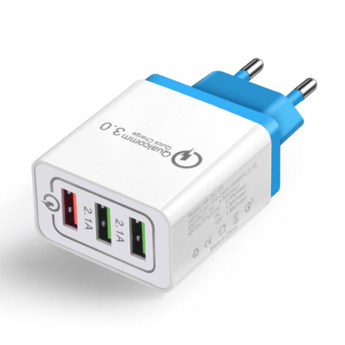 Qualcomm Quick Charge 3.0 Dreifacher (3x) USB-Anschluss iPhone / Android-Ladegerät Wallcharger Blau