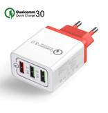 Stuff Certified® Qualcomm Quick Charge 3.0 Dreifacher (3x) USB-Anschluss iPhone / Android-Ladegerät Wallcharger Rot