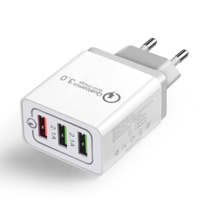 Qualcomm Quick Charge 3.0 Dreifacher (3x) USB-Anschluss iPhone / Android-Ladegerät Wallcharger Grau