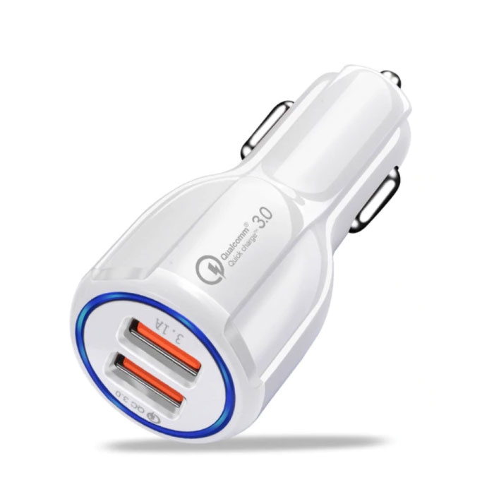 Caricabatteria da auto / caricabatteria a doppia porta Qualcomm Quick Charge 3.0 - bianco