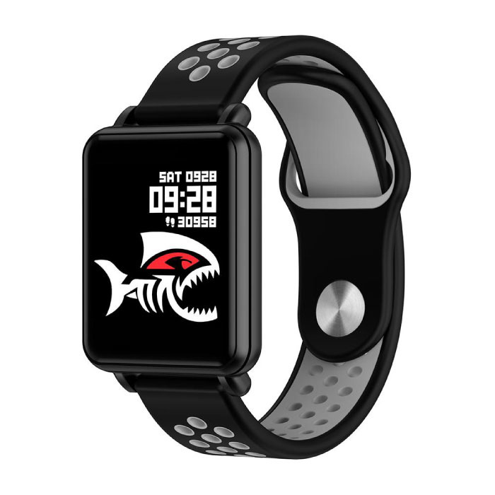 Country 1 Smartwatch Smartband Smartfon Fitness Sport Activity Tracker Zegarek OLED iOS Android iPhone Samsung Huawei Szary dwukolorowy pasek