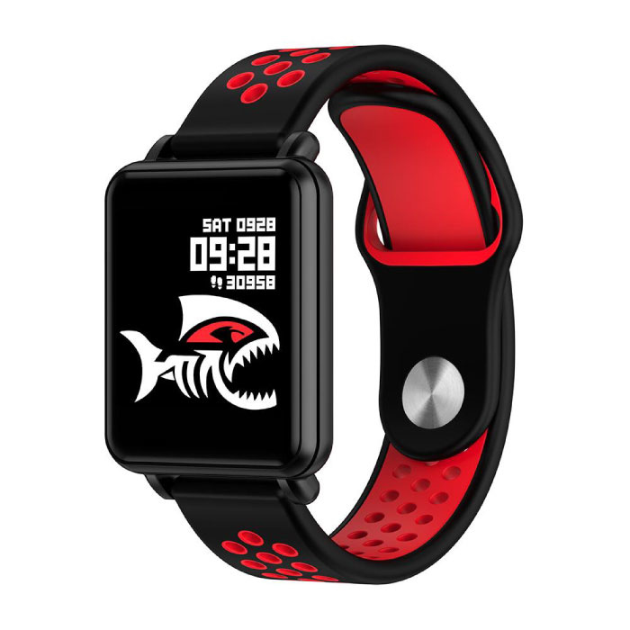 Country 1 Smartwatch Smartband Smartfon Fitness Sport Activity Tracker Zegarek OLED iOS Android iPhone Samsung Huawei Dwukolorowy czerwony pasek