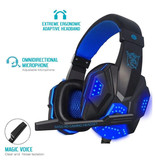 EastVita Auriculares para juegos PC780 Auriculares para colocar sobre la oreja con micrófono Azul