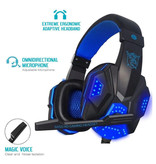 EastVita Casque de jeu PC780 Casque d'écoute sur l'oreille avec microphone bleu