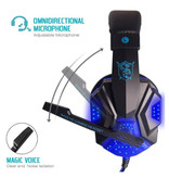 EastVita Auriculares para juegos PC780 Auriculares para colocar sobre la oreja con micrófono Azul