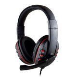 SOONHUA Casque de jeu filaire Casque d'écoute sur l'oreille avec microphone rouge