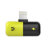 ! ACCEZZ Cargador iPhone Lightning + Adaptador divisor de audio para auriculares Amarillo