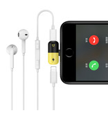 ! ACCEZZ Cargador iPhone Lightning + Adaptador divisor de audio para auriculares Amarillo