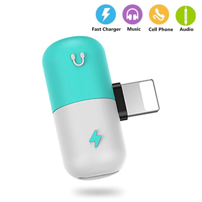 ! ACCEZZ Ładowarka iPhone Lightning + adapter rozgałęźnika audio do słuchawek Niebieski