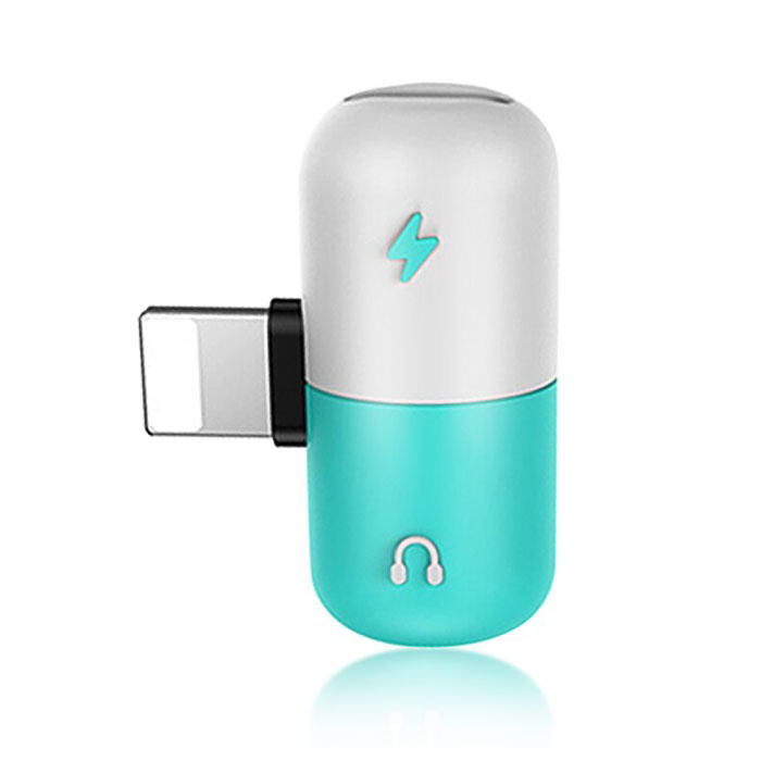 ! ACCEZZ iPhone Lightning Oplader + Headphone Audio Splitter Adapter Blauw
