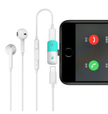 ! ACCEZZ Cargador iPhone Lightning + Adaptador divisor de audio para auriculares Azul