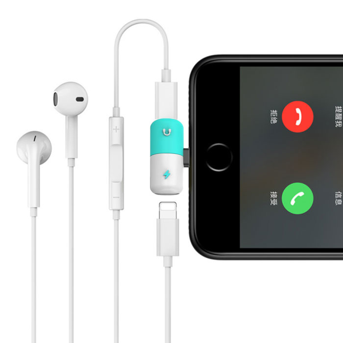 ! ACCEZZ Ładowarka iPhone Lightning + adapter rozgałęźnika audio do słuchawek Niebieski