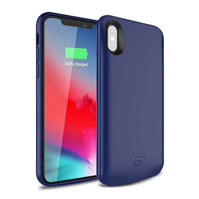 Coque iPhone XS Max 5000mAh Slim Powercase Powerbank Charger Case Bleu