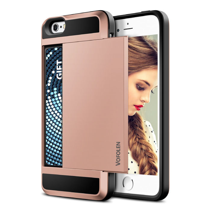 iPhone SE (2016) - Custodia con cover per slot per schede a portafoglio Business rosa