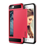 VOFOLEN iPhone 5S - Funda con ranura para tarjeta tipo cartera Funda Business Red