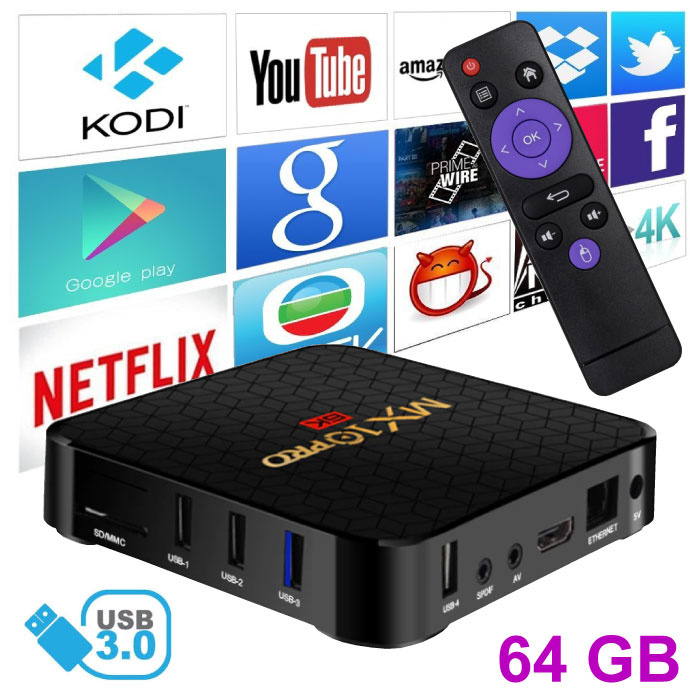 Stuff Certified ® Lecteur multimédia MX10 Pro 6K TV Box Android 9.0 Kodi - 4 Go de RAM - Stockage de 64 Go