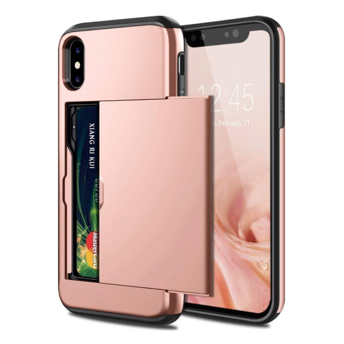iPhone XS Max - Custodia a portafoglio con copertura per slot per schede Business Pink