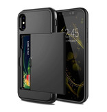 VOFOLEN iPhone XS Max - Custodia a portafoglio con copertura per slot per schede Business nera