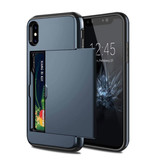 VOFOLEN Etui Business Blue do iPhone XS Max - etui z kieszenią na karty portfela