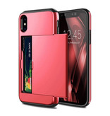 VOFOLEN iPhone XS Max - Wallet Card Slot Cover Case Case Business Red