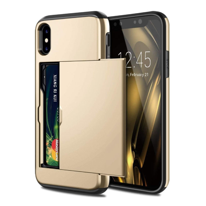 iPhone XS Max - Custodia a portafoglio con copertura per slot per schede Business Gold