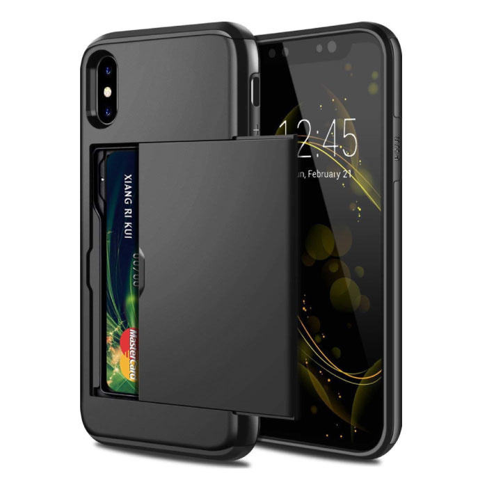 iPhone XS - Custodia a portafoglio con copertura per slot per schede Business nera