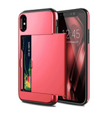 VOFOLEN iPhone XS - Wallet Card Slot Cover Case Case Business Red