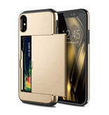 VOFOLEN iPhone XS - Funda con ranura para tarjeta tipo cartera Funda Business Gold
