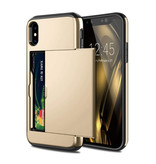 VOFOLEN iPhone XR - Wallet Card Slot Cover Case Case Business Gold