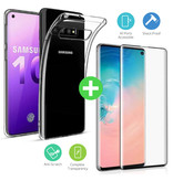 Stuff Certified® Custodia in TPU trasparente per Samsung Galaxy S10 + protezione per schermo in vetro temperato