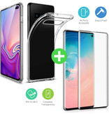 Stuff Certified® Samsung Galaxy S10 Plus Funda TPU Transparente + Protector de Pantalla Vidrio Templado