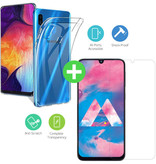 Stuff Certified® Custodia in TPU trasparente per Samsung Galaxy A40 + protezione per schermo in vetro temperato