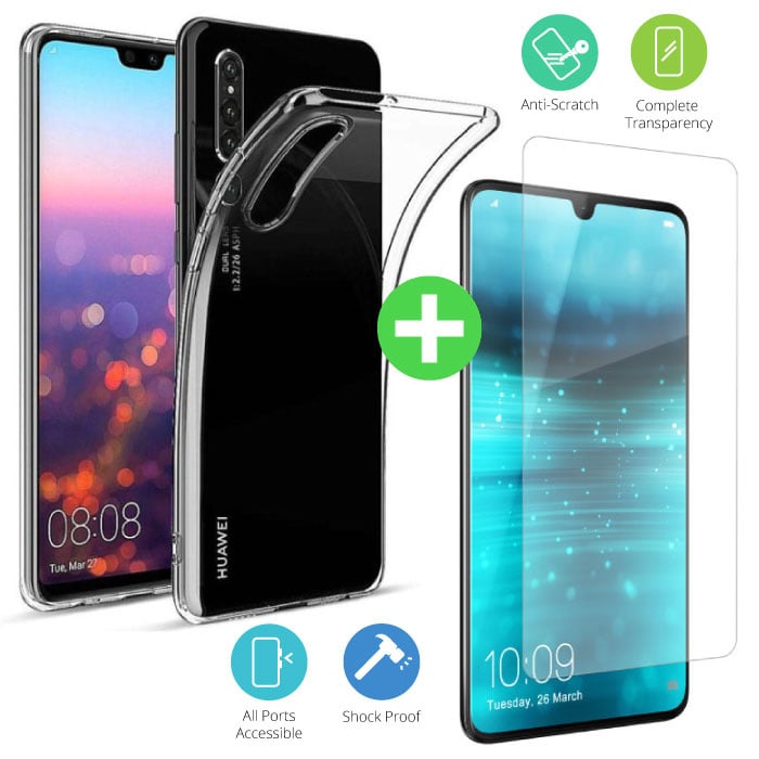 Huawei P30 Lite Transparant Hoesje + Screen Protector Tempered | Stuff Enough.be