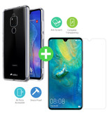 Stuff Certified® Funda TPU Transparente Huawei Mate 20 + Protector de Pantalla Vidrio Templado