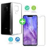 Stuff Certified® Coque en TPU transparente Huawei Mate 20 Pro + Protecteur d'écran en verre trempé