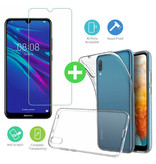 Stuff Certified® Coque en TPU transparente Huawei Y5 2019 + Protecteur d'écran en verre trempé