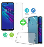 Stuff Certified® Huawei Y6 2019 Funda TPU Transparente + Protector de Pantalla Vidrio Templado