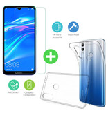 Stuff Certified® Coque en TPU transparente Huawei Y7 2019 + Protecteur d'écran en verre trempé