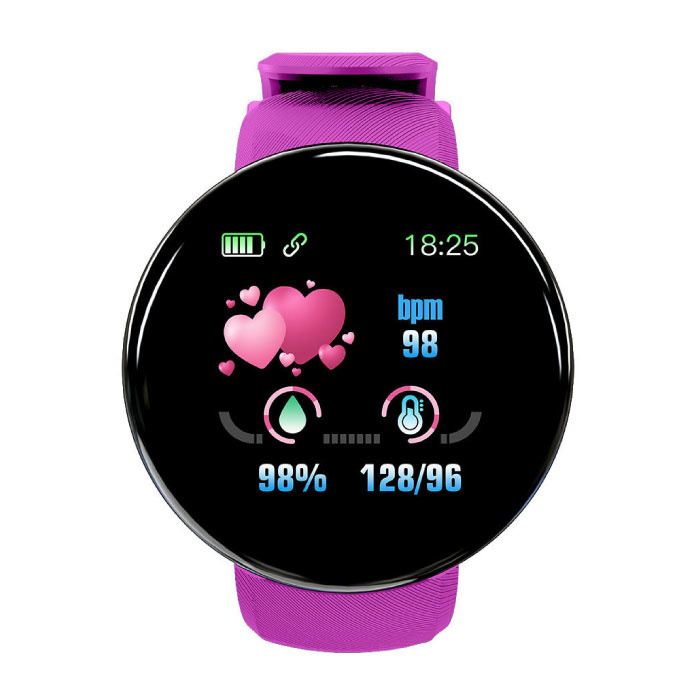 Montre intelligente originale D18 incurvée HD Smartphone Fitness Sport activité Tracker montre iOS Android rose