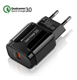 OLAF Qualcomm Quick Charge 3.0 USB Muur Oplader Wallcharger AC Thuislader Stekkerlader Adapter - Zwart