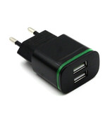 AIXXCO Dual USB Muur Oplader Wallcharger AC Thuislader Stekkerlader Adapter 5V - 2A Zwart