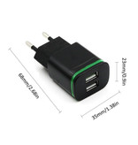 AIXXCO Dual USB Wall Charger Wallcharger AC Home Charger Plug Charger Adapter 5V - 2A Black